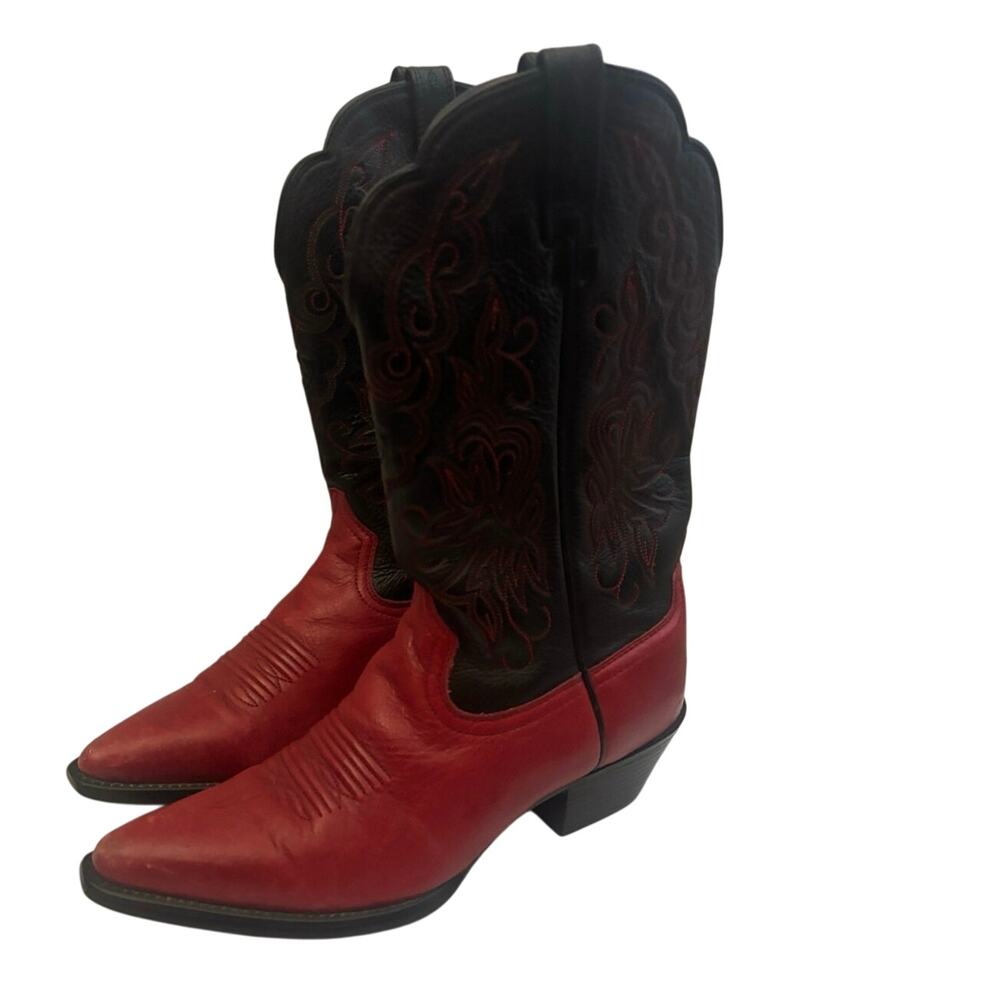 Ariat Heritage Western Rodeo Red Black Leather Cowboy Boots Women’s 7.5B